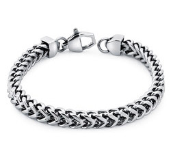 Stainless-Steel-Mens-8.5-inch-Square-Wheat-Link-Bracelet-P13808123